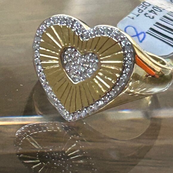 Rarities Carol Brodie Gold Plated 1/4ctw Diamond Heart RING 8 nwt - Picture 7 of 11